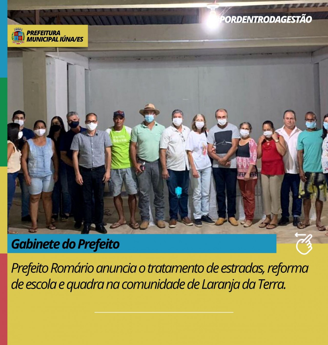 Prefeito Romário anuncia o tratamento de estradas, reforma de escola e quadra na comunidade de Laranja da Terra
