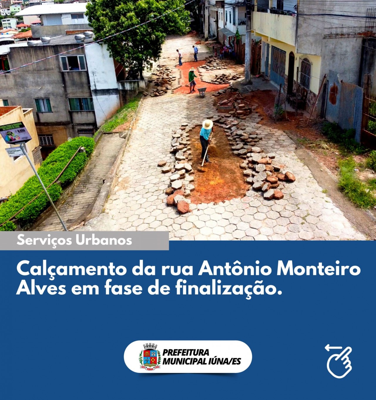 Calçamento da rua Antônio Monteiro Alves em fase de finalização.
