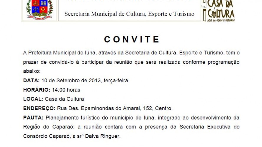 Convite da Secretaria de Cultura