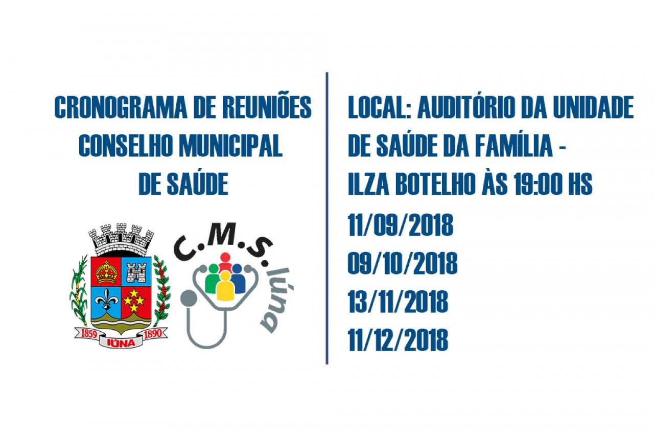 Cronograma de reuniões ordinárias do Conselho Municipal de Saúde 2018