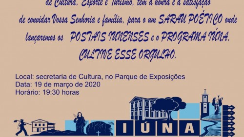 Secretaria de Cultura, Esporte e Turismo convida a população para um Sarau Poético