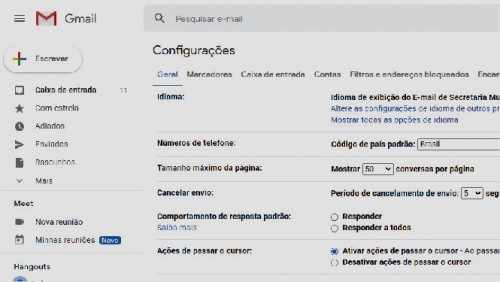 Google gmail - Configurações gerais V4