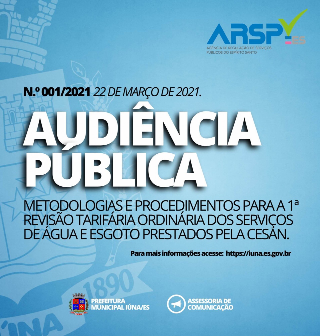 PARTICIPE: ARSP realizará Audiência Pública para apresentar metodologias de revisão das tarifas de água e esgoto.