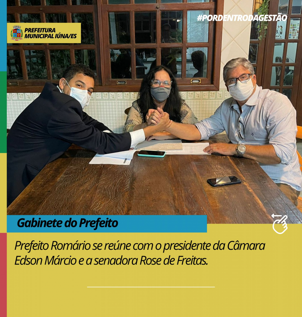 Prefeito Romário se reúne com o presidente da Câmara Edson Márcio e a senadora Rose de Freitas.