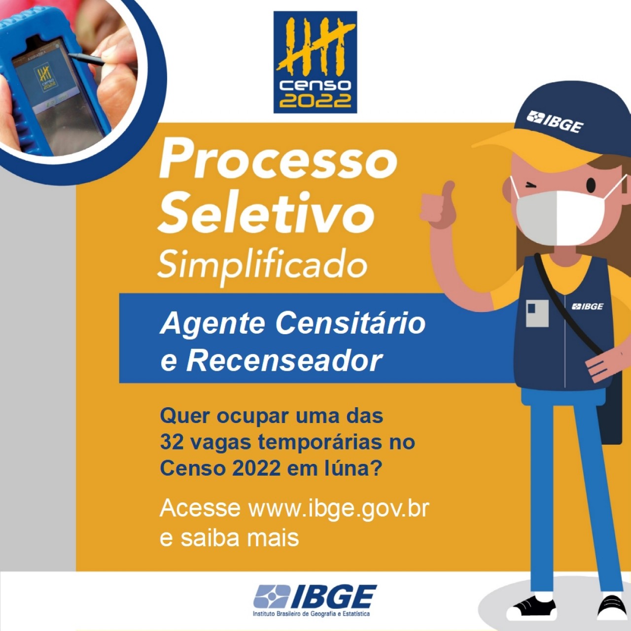 IBGE prorroga inscrições para Processo Seletivo Simplificado 2022.