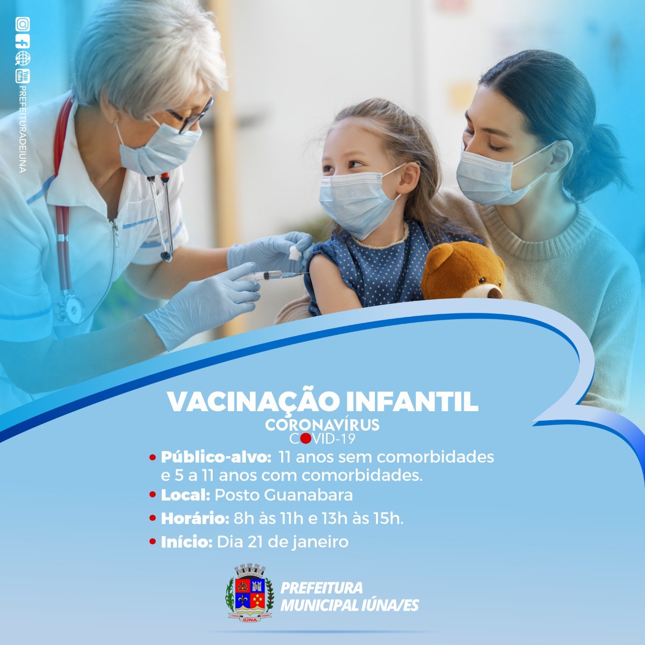 Vacinação de crianças contra Covid-19 começa na próxima sexta-feira (21)