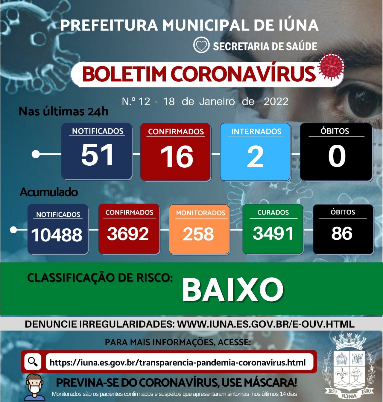 Boletim epidemiológico n° 12 de 18 de Janeiro de 2022.