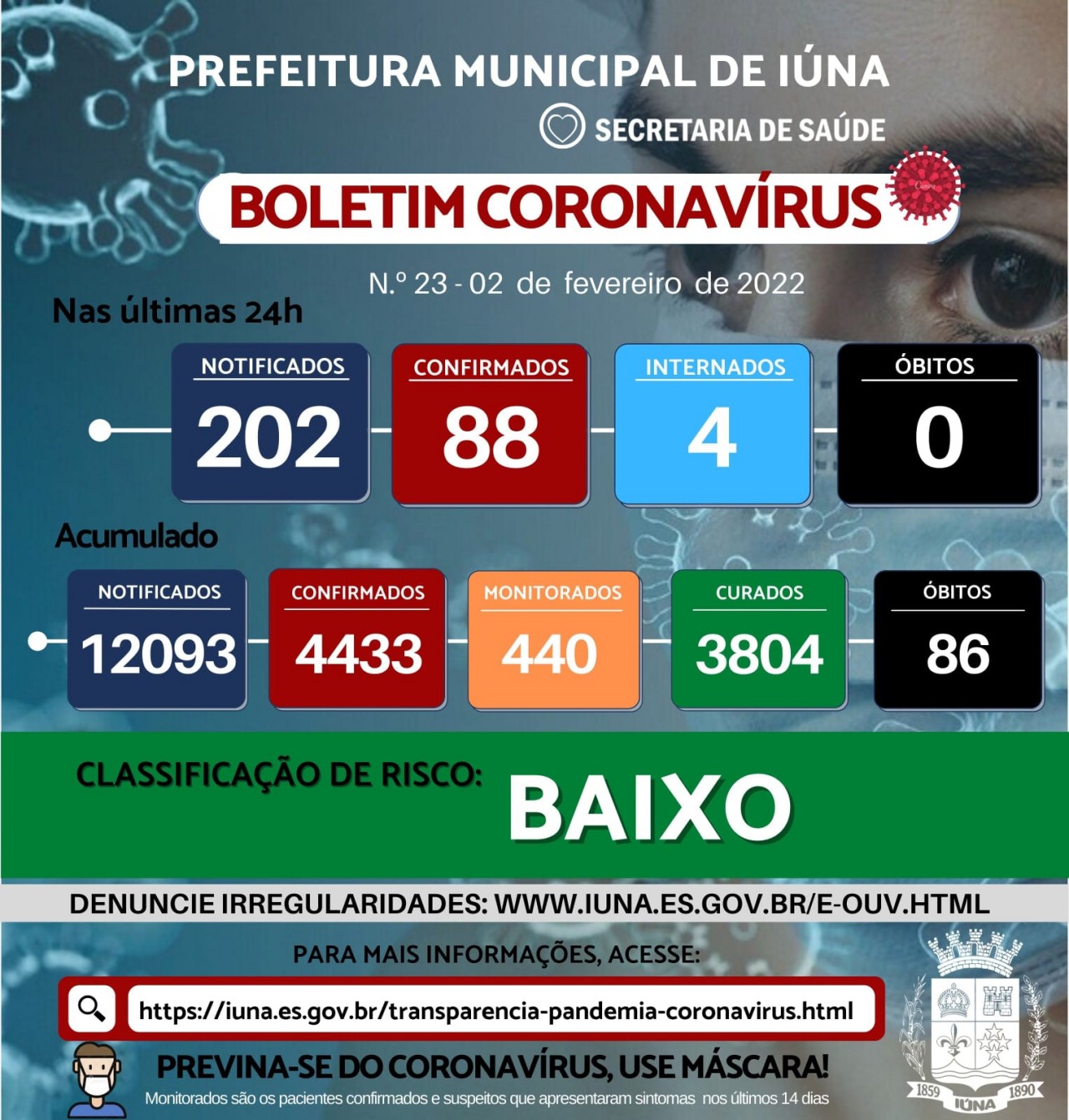 Boletim epidemiológico n°  23 de 02 de Fevereiro de 2022.