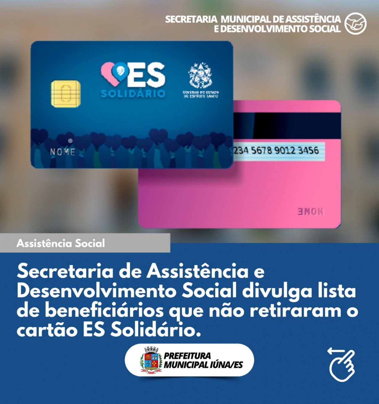 Divulgada lista de beneficiários que não retiraram o cartão ES Solidário.
