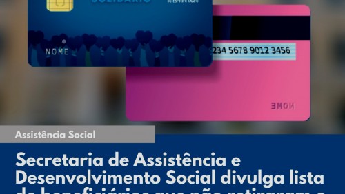 Divulgada lista de beneficiários que não retiraram o cartão ES Solidário.
