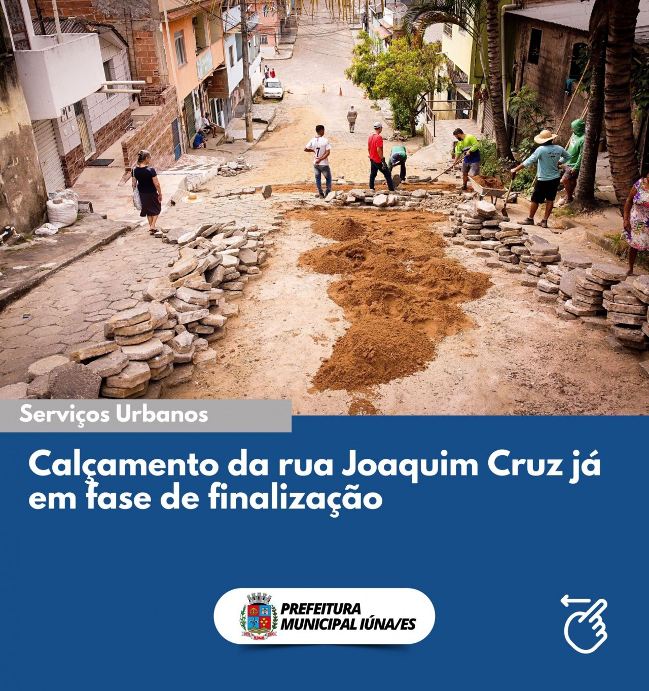 Calçamento da rua Joaquim Cruz já em fase de finalização.