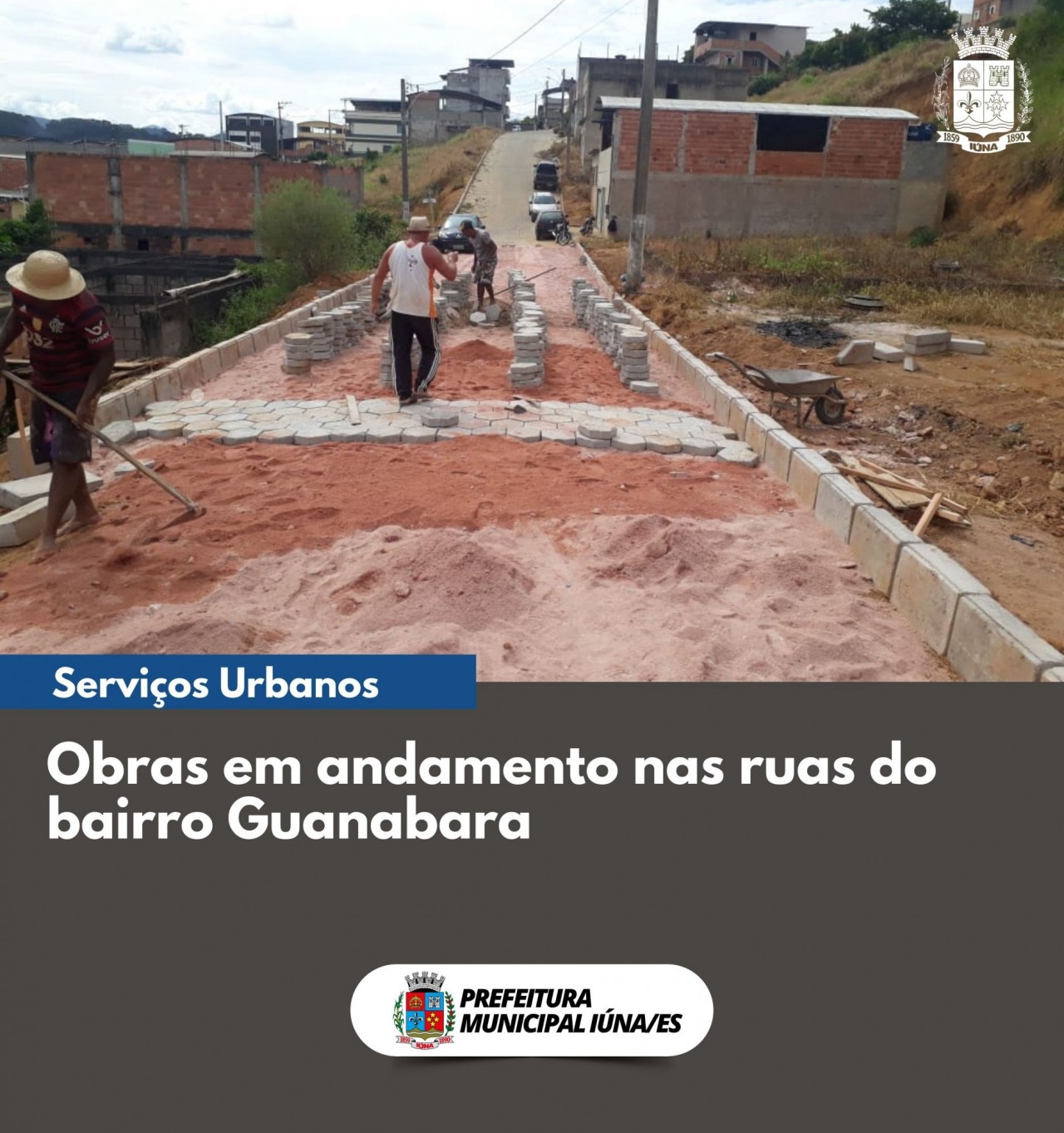 Obras em andamento nas ruas do bairro Guanabara