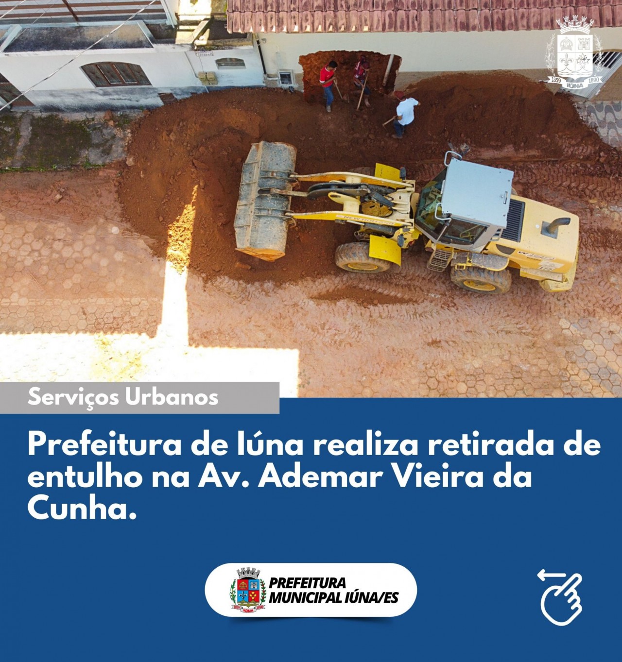 Prefeitura de Iúna realiza retirada de entulho na Av. Ademar Vieira da Cunha.