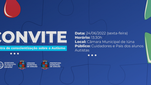 Prefeitura e Câmara de vereadores convidam você para participar da Palestra sobre conscientização do autismo