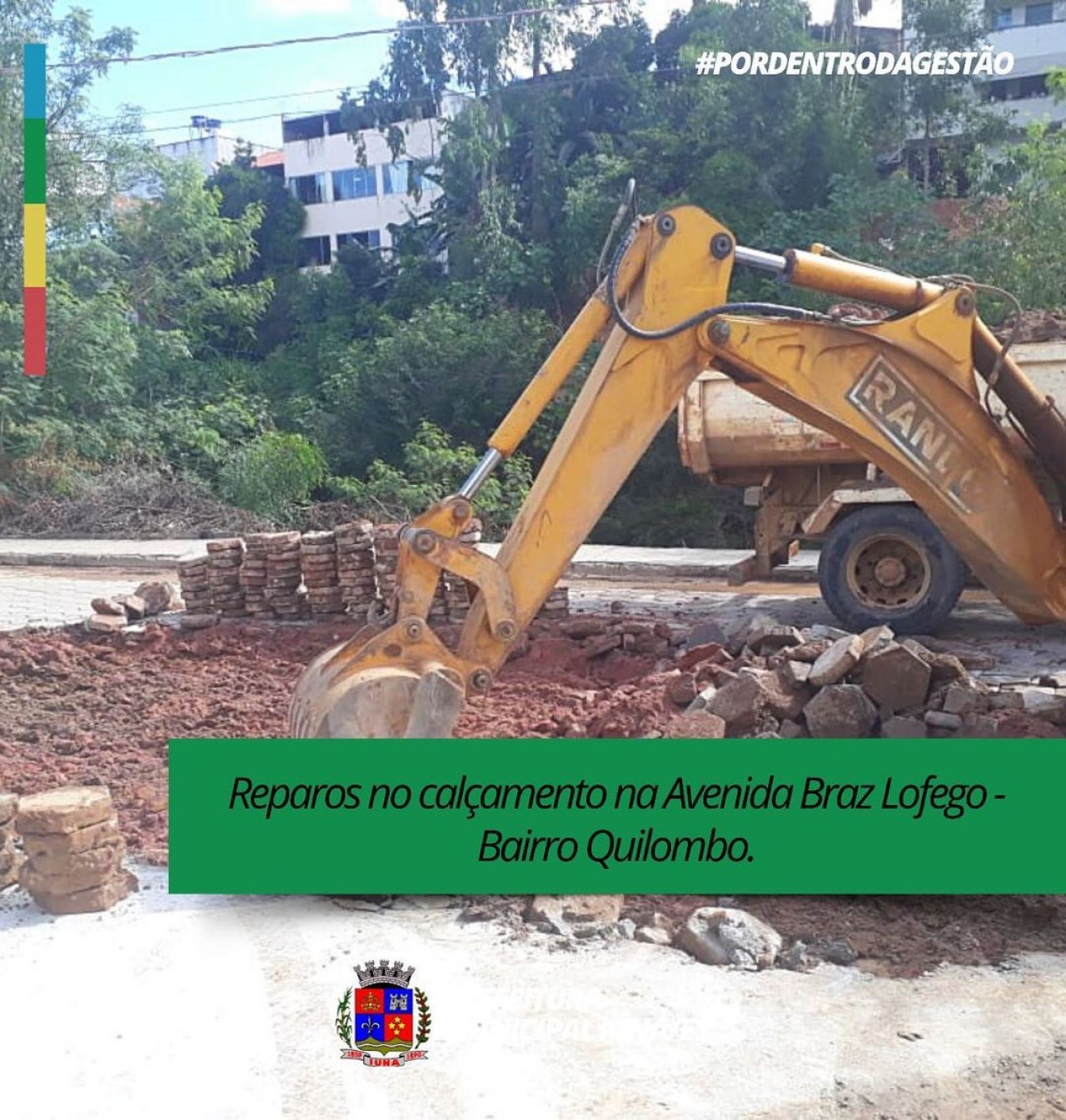 OBRAS 52 - reparos no calçamento na Avenida Braz Lofego - Bairro Quilombo.