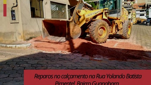 OBRA 46 - reparos no calçamento na Rua Yolando Batista Pimentel, Bairro Guanabara.