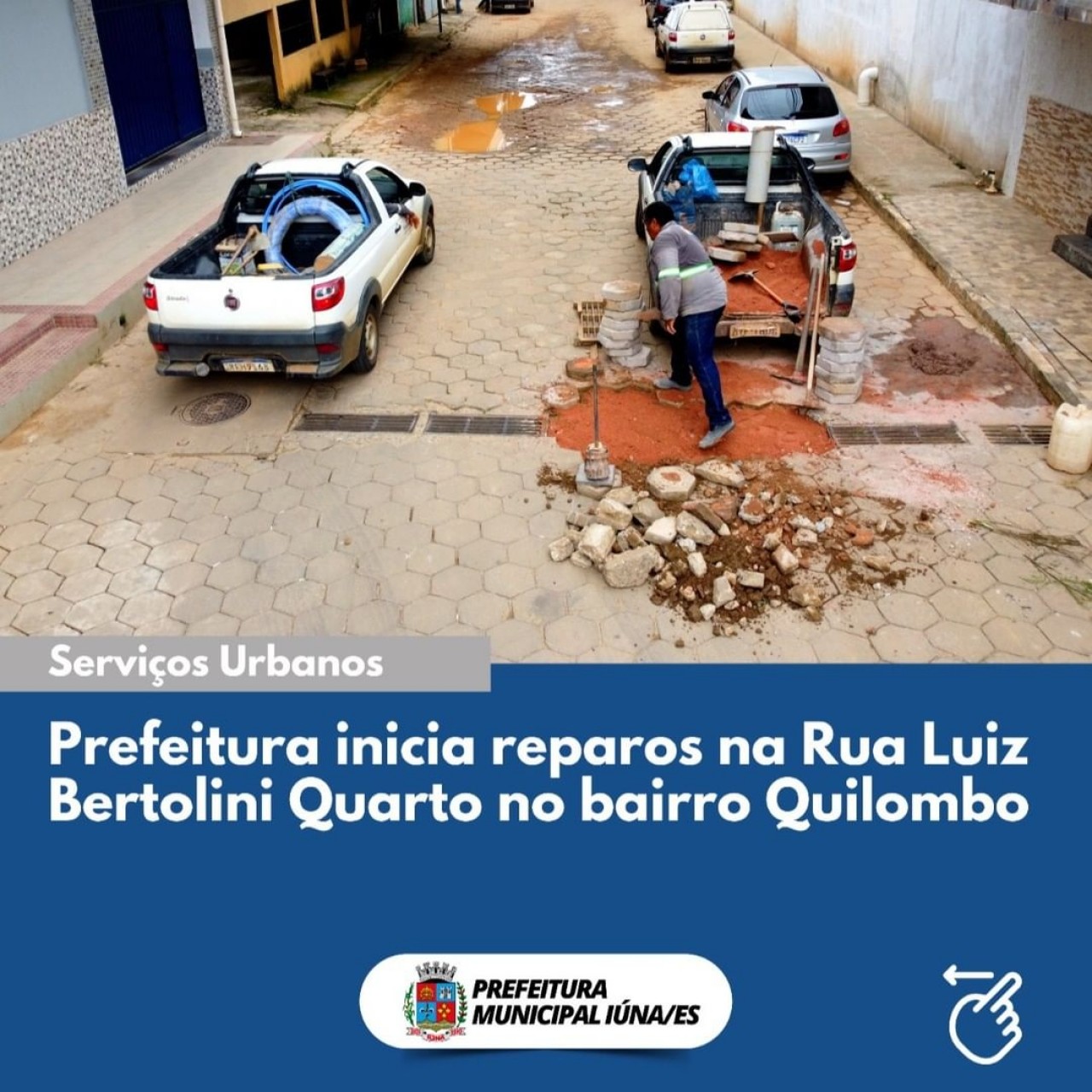 OBRA 85 - calçamento rural rua Luiz Bertolini Quarto, bairro Quilombo