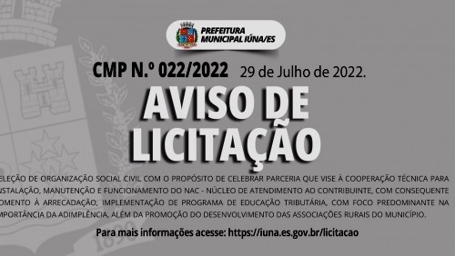 Aviso de licitação CMP Nº 22/2022