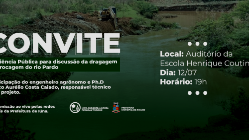 Audiência Pública vai discutir dragagem do Rio Pardo