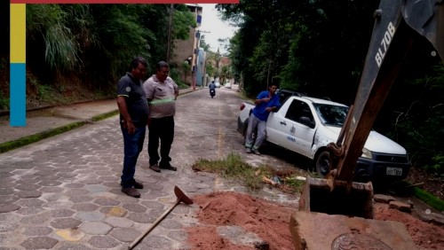 OBRAS 82 - reparos no calçamento e ligação de rede fluvial no bairro Vila Nova.
