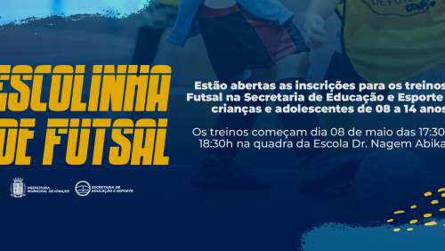 Escolinha de Futsal terá início dia 08 de maio