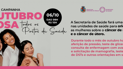 Secretaria de Saúde fará Dia D sobre a campanha Outubro Rosa nesta sexta (06)