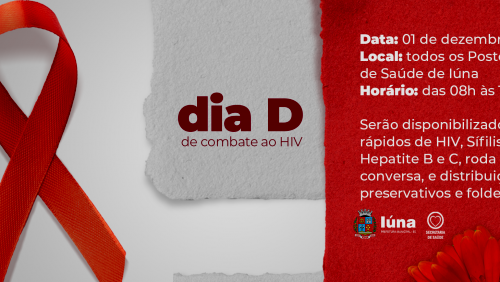 Dia D de combate ao HIV acontece no próximo dia 01