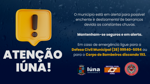 Alerta de chuvas intensas para o município de Iúna