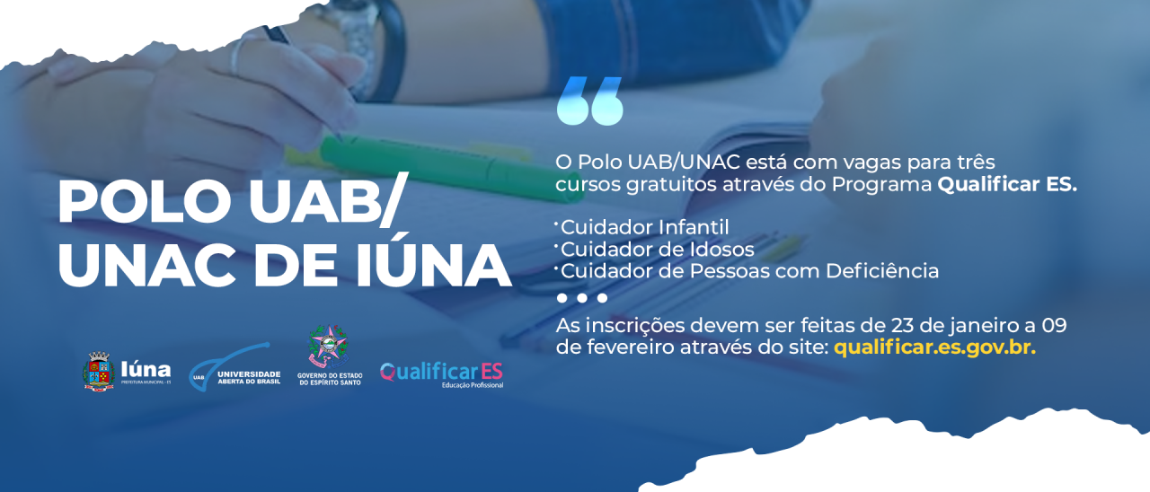 Polo UAB/UNAC de Iúna abre inscrições para três cursos de cuidador